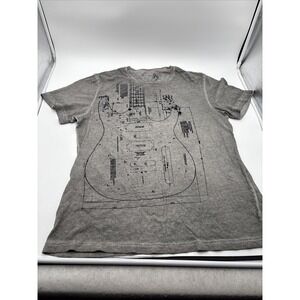 Rock And Republic T-shirt Mens Gray Size Extra Large Stratocaster Guitar Print